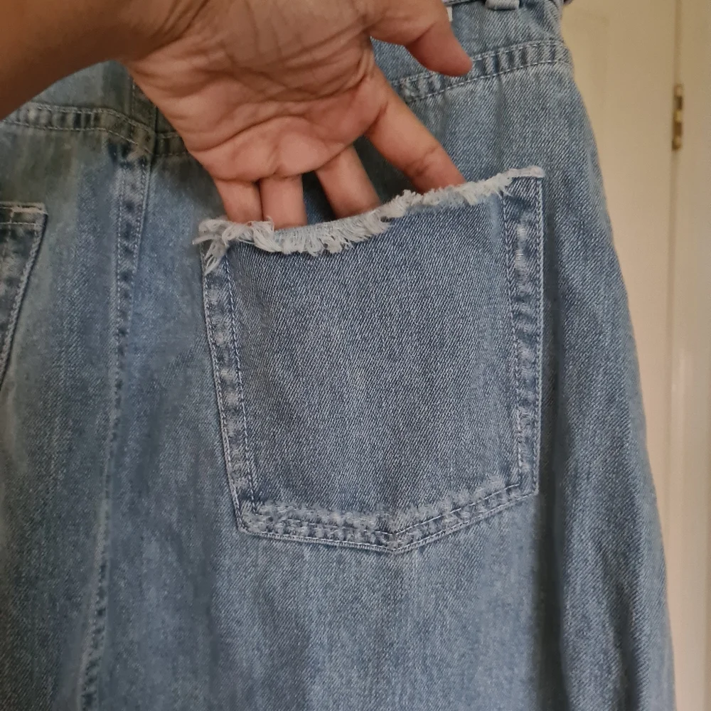 Zimmermann Denim 1 Faded Blue Distressed Knee Lenght with Waist Strap Belt Skirt - Picture 7 of 11